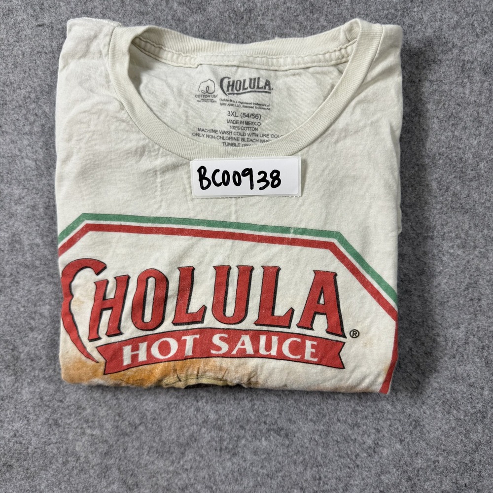 Cholula Mens Graphic T Shirt 3XL Off White Cotton Hot Sauce Promo Tee